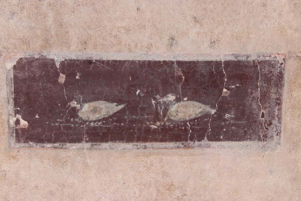I.10.11 Pompeii. September 2021. 
Room 10, painting of ducks on violet panel from east wall of peristyle, between room 12 and room 13. Photo courtesy of Klaus Heese.

