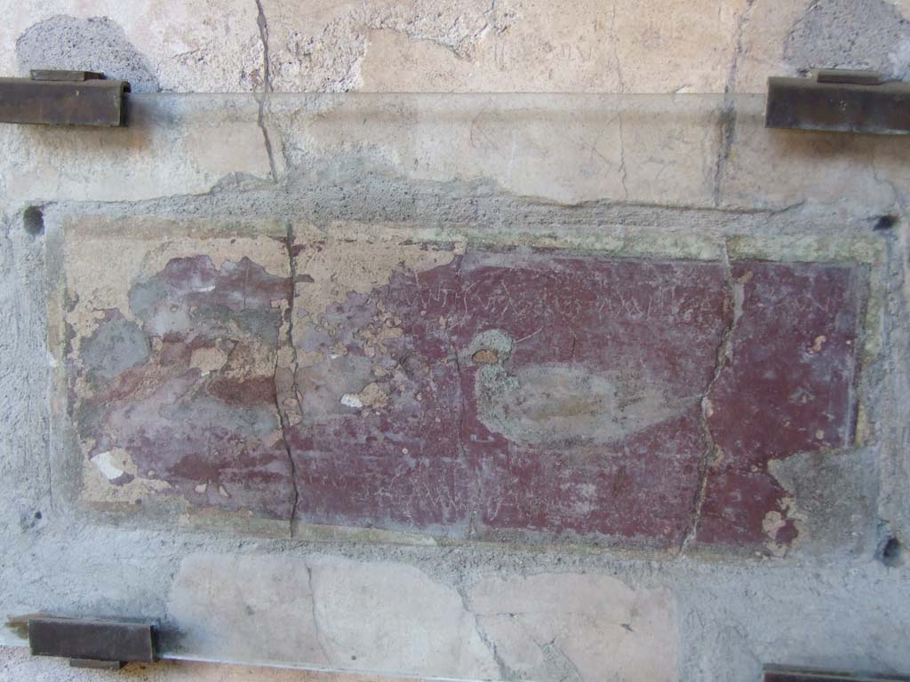 I.10.11 Pompeii. September 2021. Room 10, east wall of peristyle, on south side of doorway to room 13. Photo courtesy of Klaus Heese.