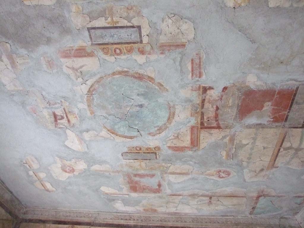 I.10.11 Pompeii.  March 2009.  Room 13.  Cubiculum.  South wall.  Painting of floating figure on upper part of wall.