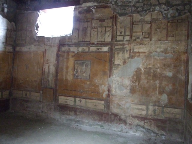 I.11.6 Pompeii. March 2009. Room 6, west wall of garden area with remains of garden painting.