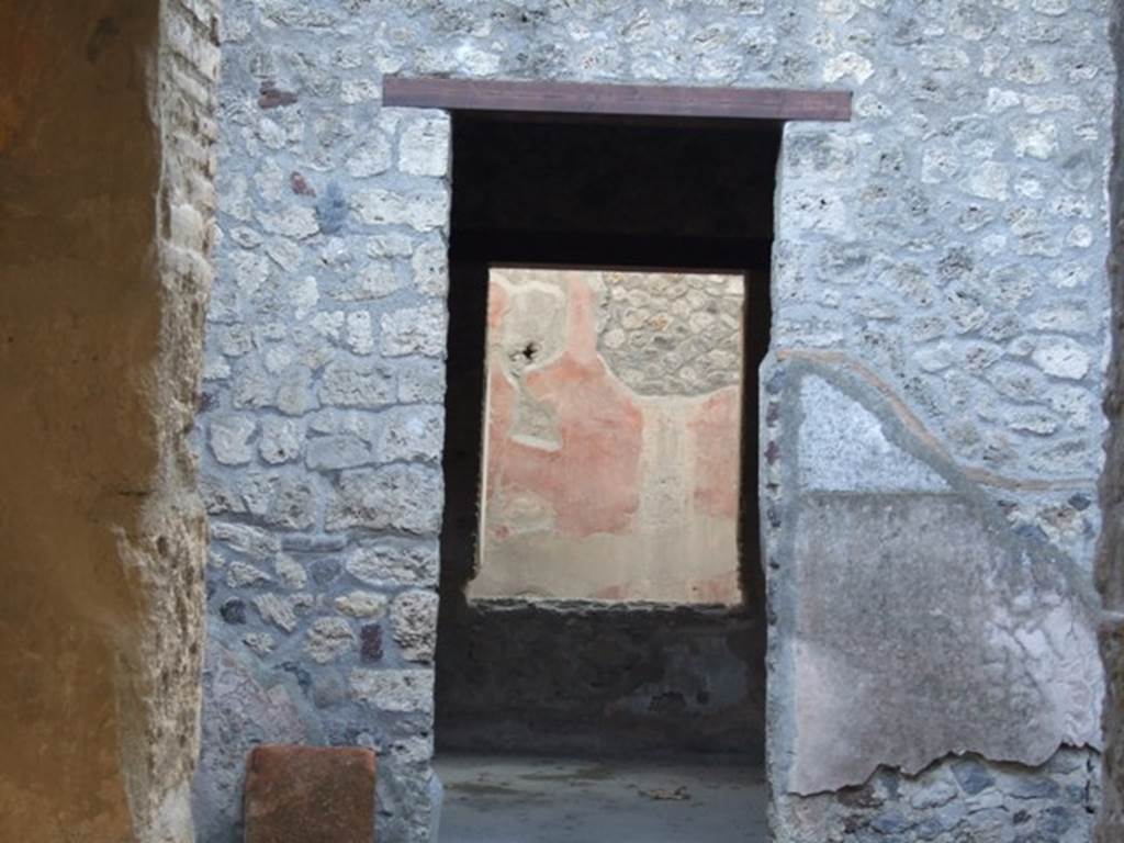 I.12.5 Pompeii. December 2007. Doorway to triclinium with window to garden.
