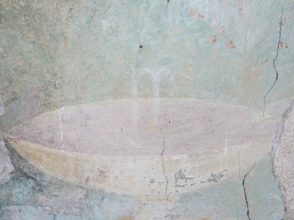I.12.16 Pompeii. March 2009. Room 4, east wall. Detail of fountain or labrum on garden painting.