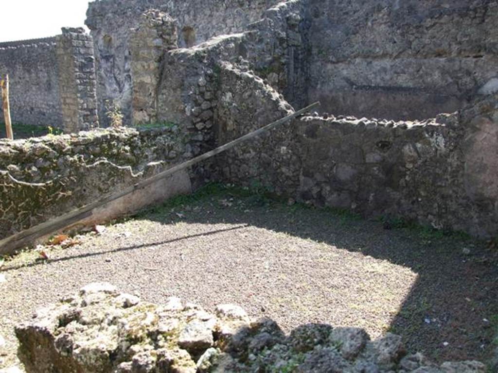 II.1.9 Pompeii. March 2009. Room 4, oecus on south side of corridor and room 3 (in background)