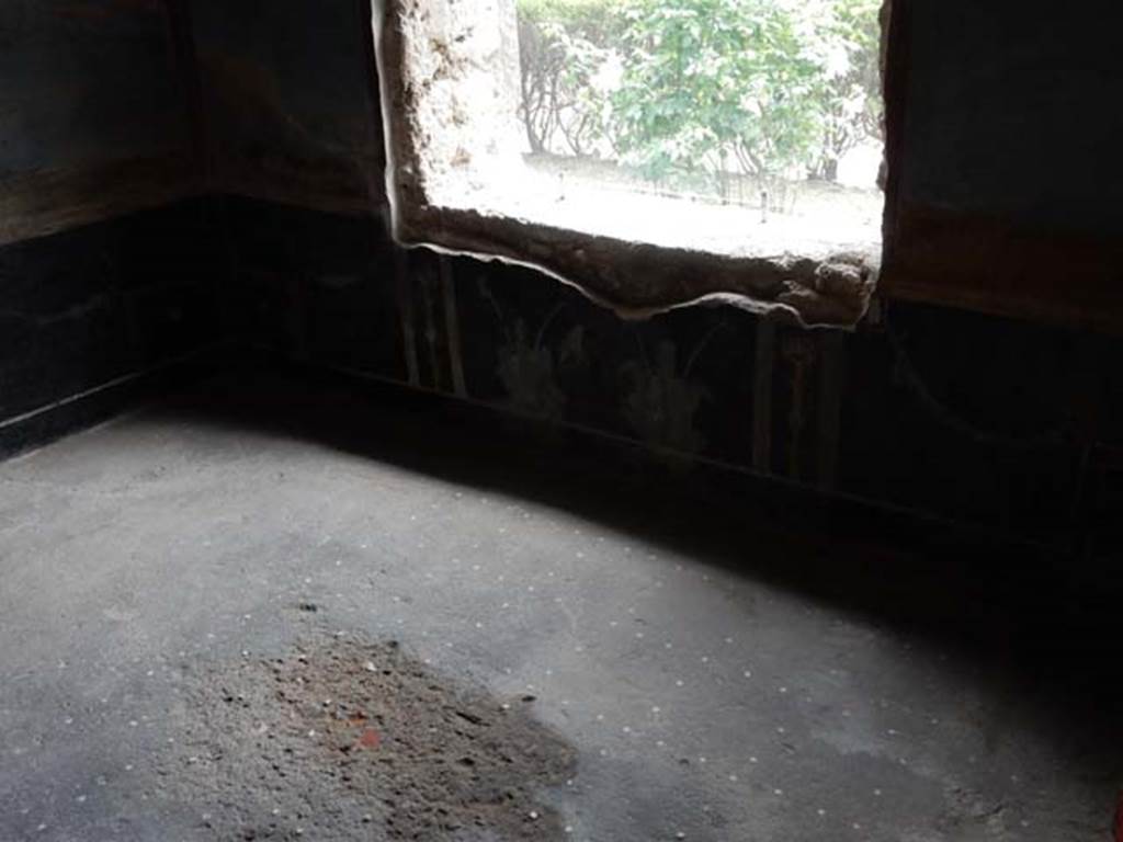 II.3.3 Pompeii. May 2016. Room 10, zoccolo below window on west wall, and flooring. Photo courtesy of Buzz Ferebee.