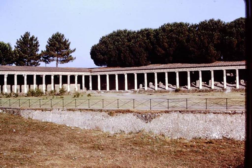 II.7.8 Pompeii. Palaestra. 1972. Looking across the pool towards the north-west corner.  Photo by Stanley A. Jashemski. 
Source: The Wilhelmina and Stanley A. Jashemski archive in the University of Maryland Library, Special Collections (See collection page) and made available under the Creative Commons Attribution-Non Commercial License v.4. See Licence and use details. J72f0594
