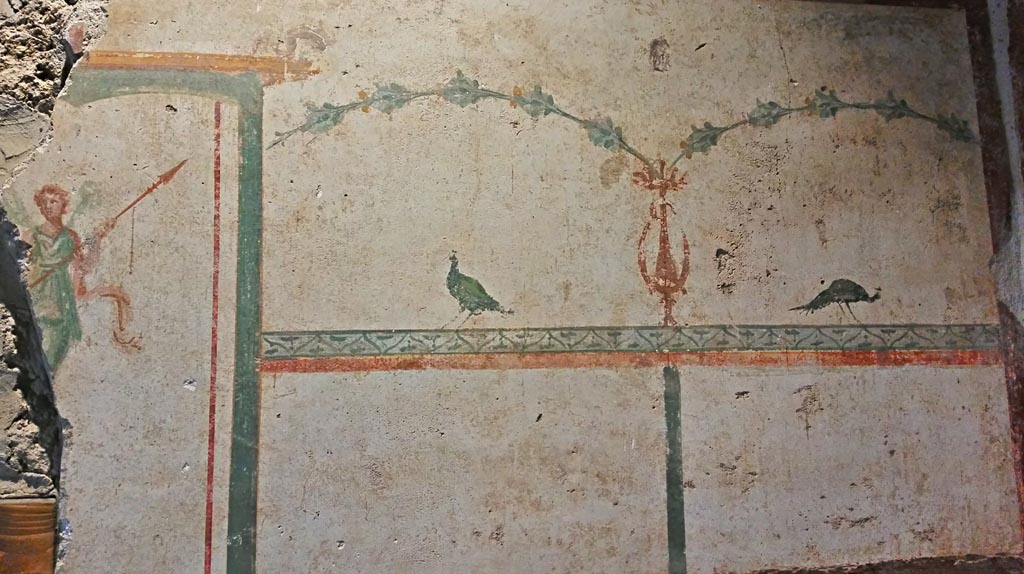 II.9.4 Pompeii. 2017/2018/2019. Room 6, detail from upper south wall. Photo courtesy of Giuseppe Ciaramella.