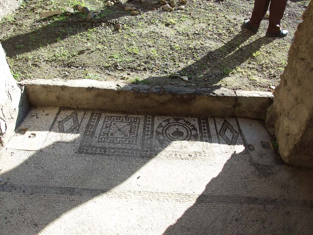 V.1.18 Pompeii. December 2007. Exedra “y”, mosaic floor and door threshold.