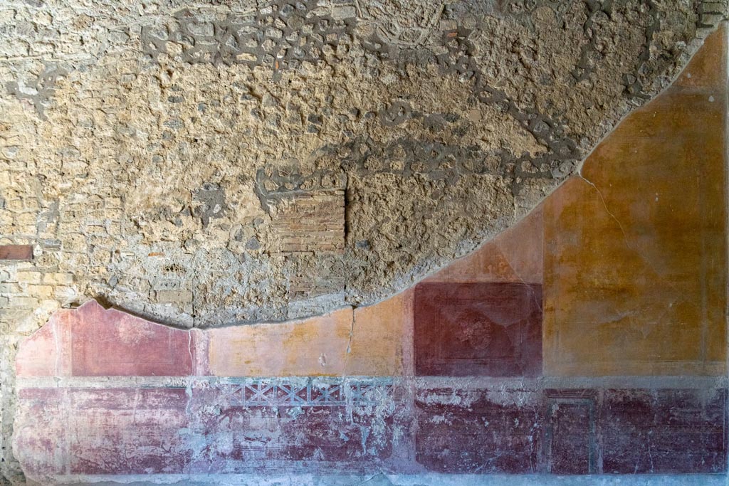 V.1.26 Pompeii. October 2023. Room “o”, west wall of triclinium. Photo courtesy of Johannes Eber.