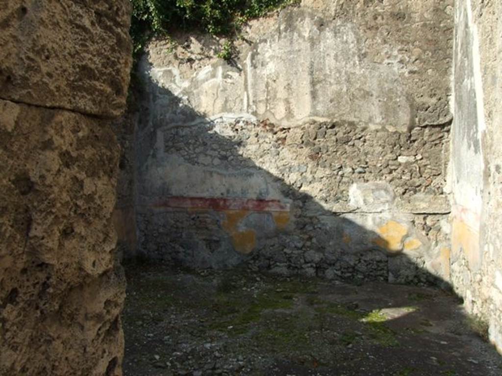 V.2.10 Pompeii. December 2007. Room 12. According to NdS, this room was a windowed triclinium overlooking the north portico, and with a view of the garden peristyle. In its east wall it had a doorway into room 11.
