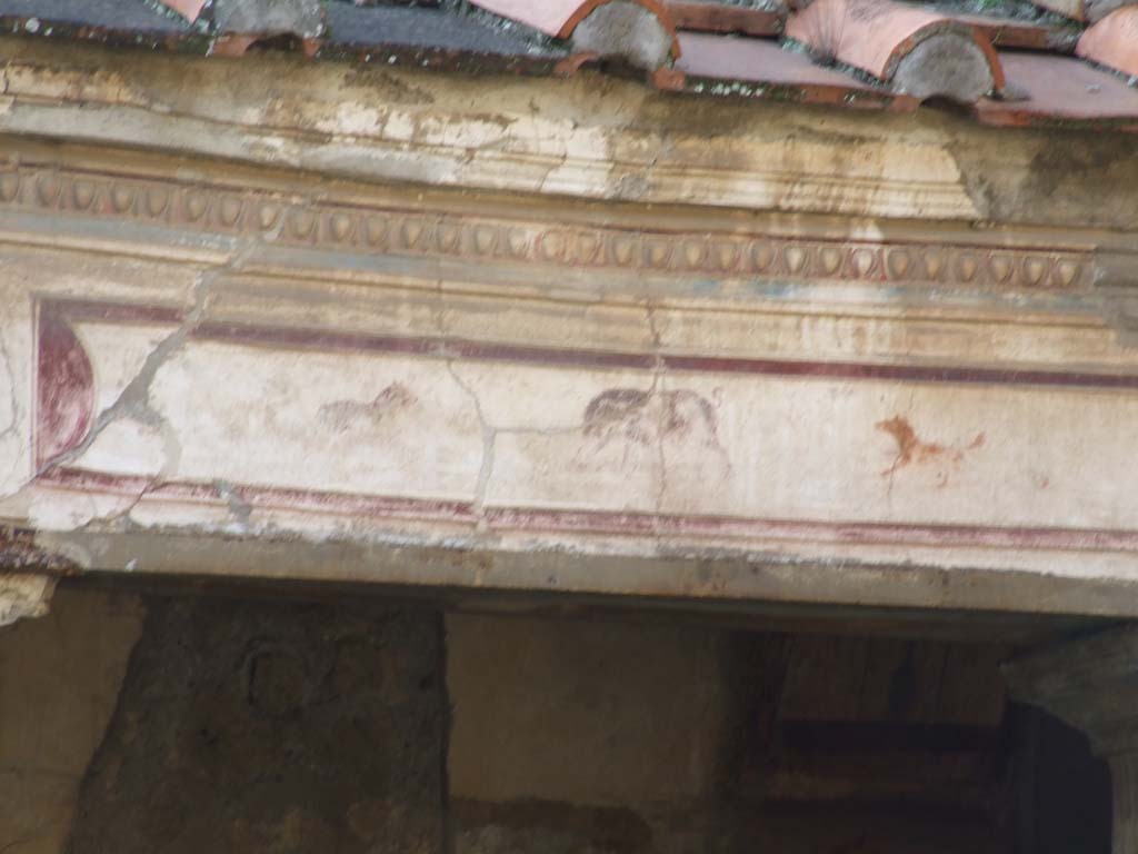 V.2.i Pompeii. December 2007. Room 23, details of painted lintels in Rhodian peristyle.  