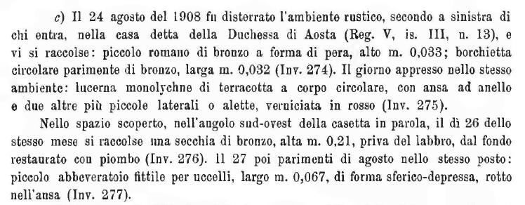 V.3.12 Pompeii. 24th August 1908. Notizie degli Scavi, 1910, p.417.