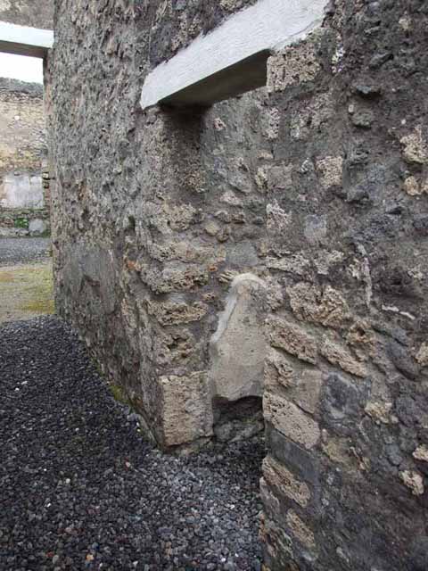 V.5.2 Pompeii. May 2010. West wall of atrium, looking north to steps to upper floor.