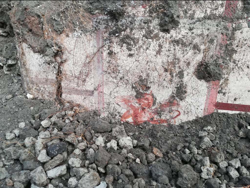 V.7.1 Pompeii, September 2021. Painted decoration on east wall of a room at east end. Photo courtesy of Klaus Heese