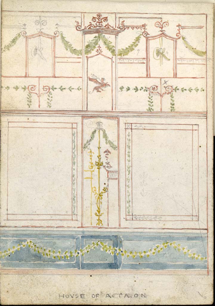 VI.2.4 Pompeii. c.1819 sketch by W. Gell.
Second cubiculum on north side of atrium, detail of the painted east wall inside of doorway.
See Gell W & Gandy, J.P: Pompeii published 1819 [Dessins publiés dans l'ouvrage de Sir William Gell et John P. Gandy, Pompeiana: the topography, edifices and ornaments of Pompei, 1817-1819], pl. 14 verso.
See book in Bibliothèque de l'Institut National d'Histoire de l'Art [France], collections Jacques Doucet Gell Dessins 1817-1819
Use Etalab Open Licence ou Etalab Licence Ouverte
