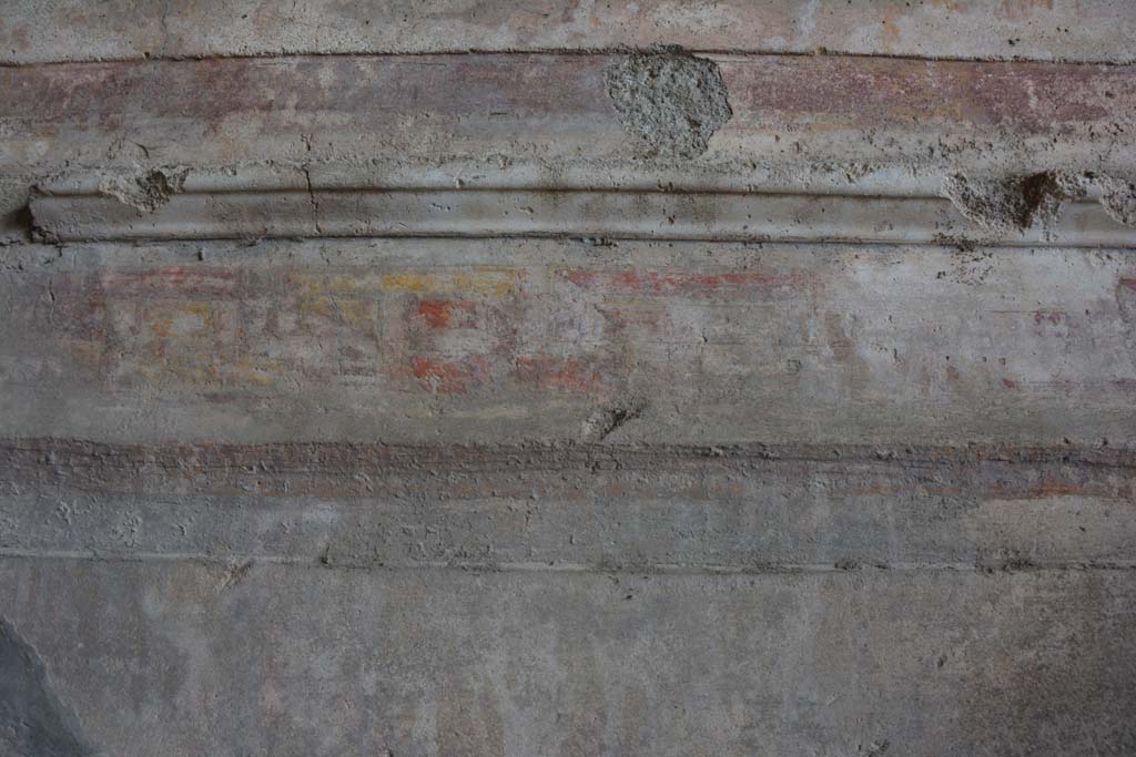 VI.2.4 Pompeii. March 2019. Detail of painted decoration from lower north wall in north-west corner, area above zoccolo. 
Foto Annette Haug, ERC Grant 681269 DÉCOR.
