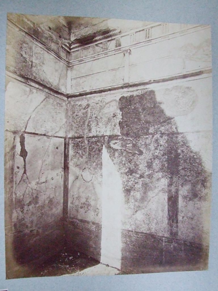 VI.2.4 Pompeii. Old undated photograph.
Cubiculum on south side of atrium, looking towards north-east corner and east wall. 
Courtesy of Society of Antiquaries. Fox Collection.
