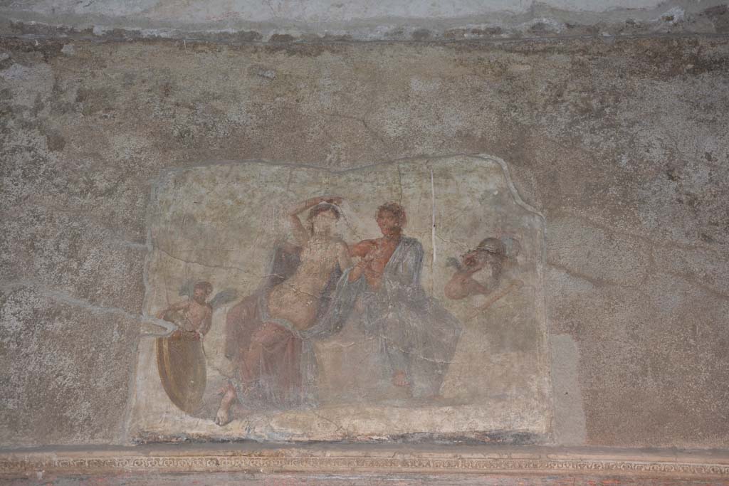 VI.2.4 Pompeii. March 2019. 
Painting of Ares and Aphrodite/Mars and Venus, from south wall of cubiculum in the south-west corner of small garden. 
Foto Annette Haug, ERC Grant 681269 DÉCOR.
