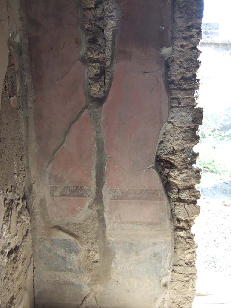 VI.2.14 Pompeii. September 2005. East wall of triclinium, remains of faded central wall painting.