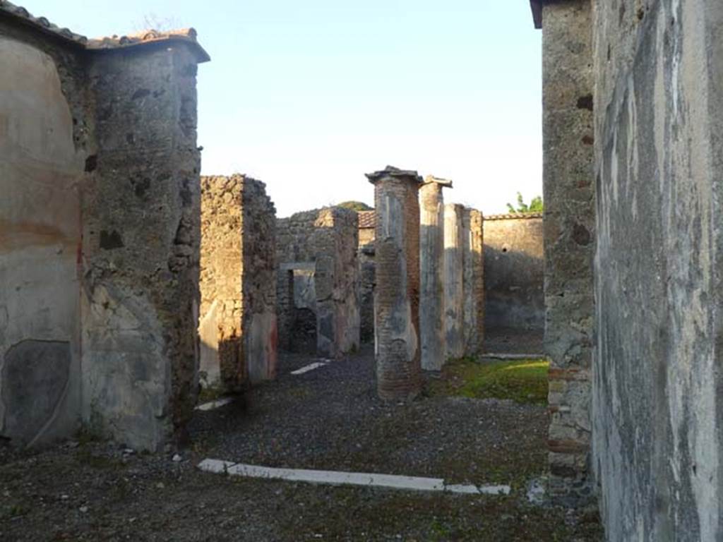 VI.2.16 Pompeii. May 2011. Looking east through tablinum towards rooms on the north side of the garden area.