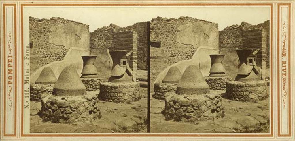 VI.3.3 Pompeii. Stereoview of mills in bakery, by R. Rive, c.1860-1870’s. Photo courtesy of Rick Bauer.
