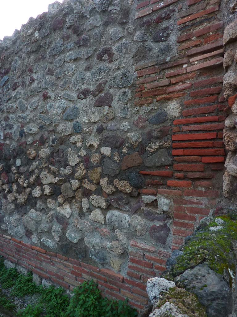 VI.5.10 Pompeii. November 2021. 
West wall of peristyle, at north end near entrance doorway. Photo courtesy of Hlne Dessales.
