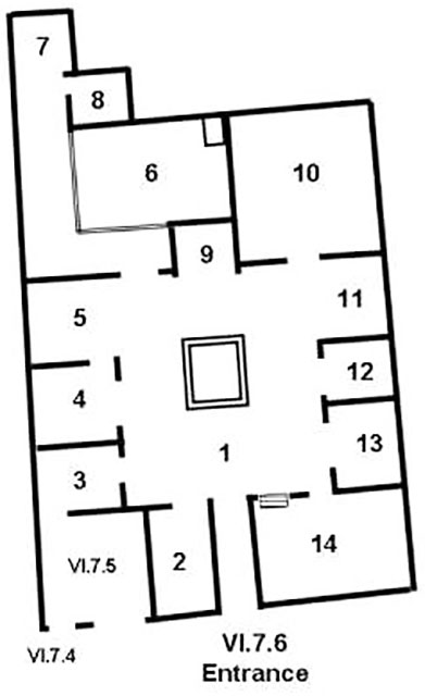 VI.7.6 Pompeii. Casa di Ercole
Room Plan