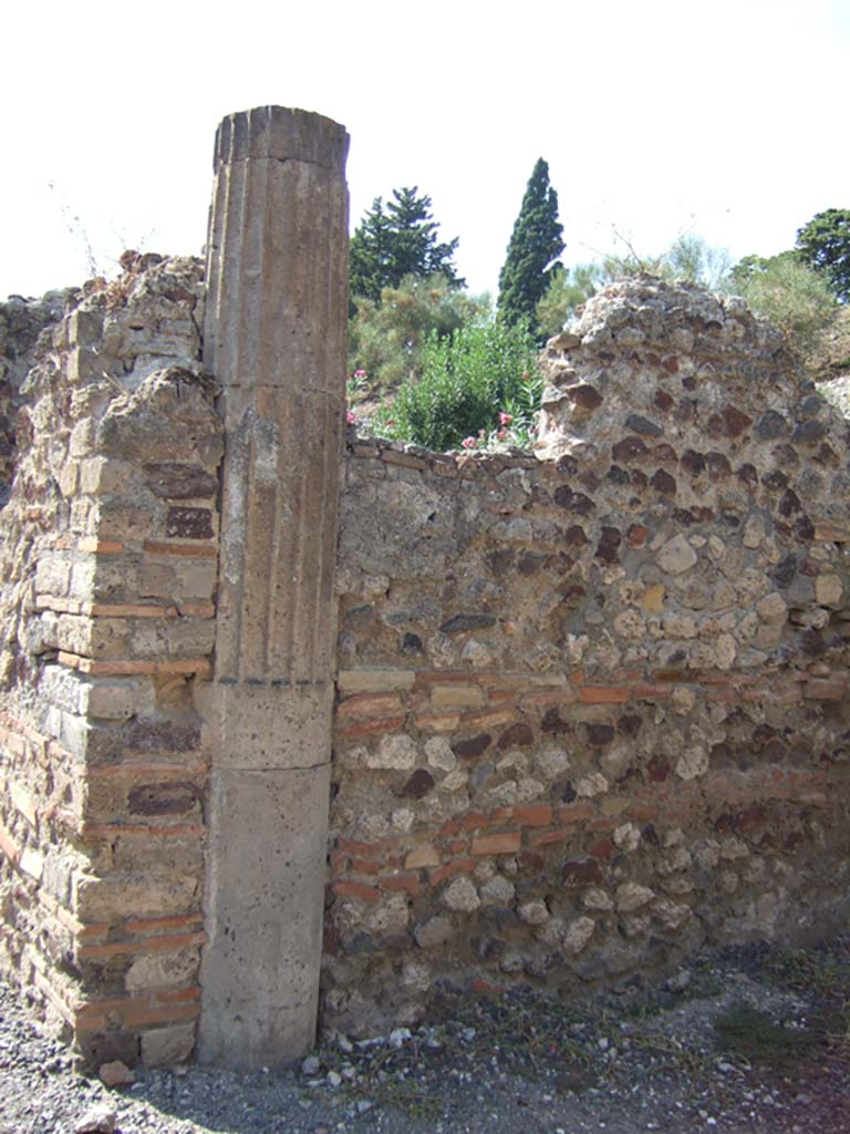 VI.7.25 Pompeii. September 2005. West wall of north ala with embedded column.