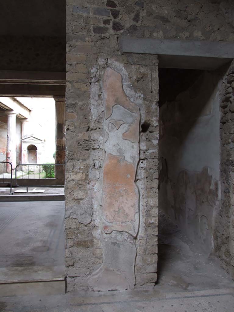 VI.8.5 Pompeii. March 2009. Wall between corridor and tablinum.