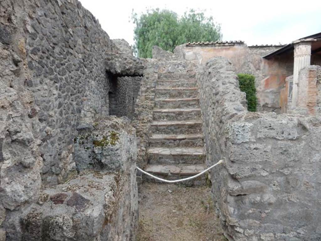 VI.8.22 Pompeii. May 2017. Looking west towards stairs to upper floor, after restoration. Photo courtesy of Buzz Ferebee.
