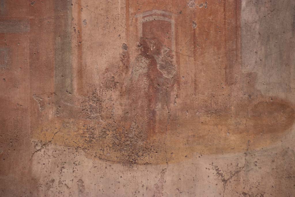 VI.8.23 Pompeii. September 2017. Detail from painted west wall in south-west corner of garden area. Photo courtesy of Klaus Heese. 

