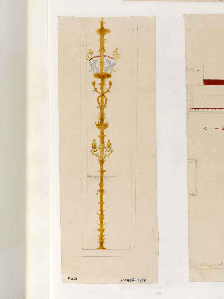 VI.8.23 Pompeii. c.1840. 
Painting by James William Wild of a painted candelabra, very similar to the one painted above by Niccolini. 
The exact location of this is not known.
Photo © Victoria and Albert Museum, inventory number E.3986-1938.
