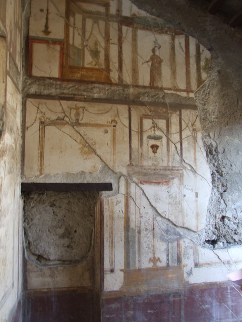 VI.9.6 Pompeii. March 2009. Room 16, dado on north wall.