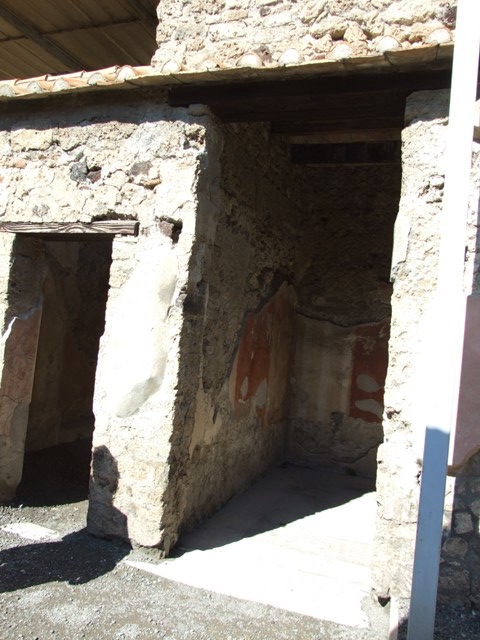 VI.9.6 Pompeii. March 2009. Doorway to room 12, looking north from atrium. 