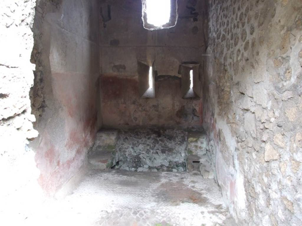 VI.9.6 Pompeii. March 2009. Doorway to room 18, looking east towards east wall of kitchen and latrine.