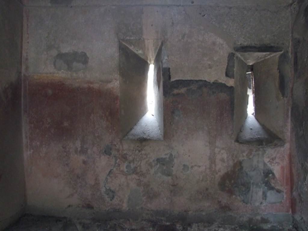 VI.9.6 Pompeii. March 2009. Room 18, windows on east wall above latrine.