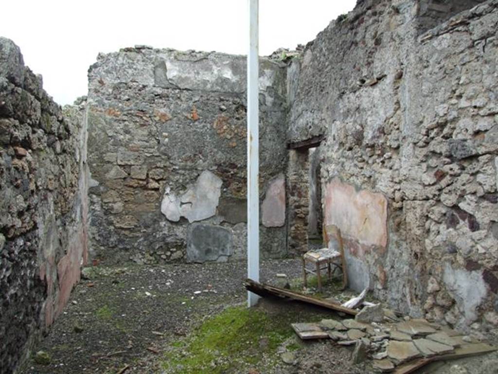 VI.9.6 Pompeii. March 2009. Room 20, east wall and doorway in south-east corner.