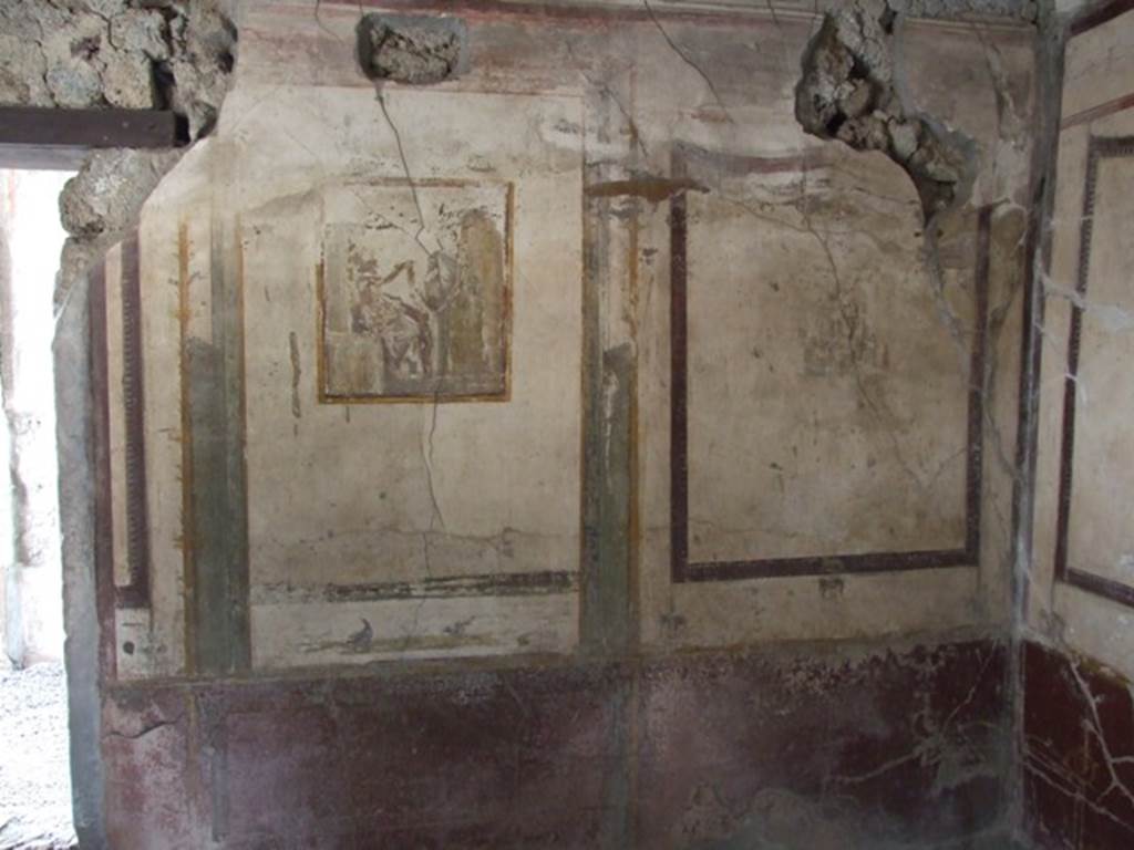 VI.9.6 Pompeii. March 2009. Room 21, south wall, with doorway to corridor 10, on left, and south-west corner, on right.