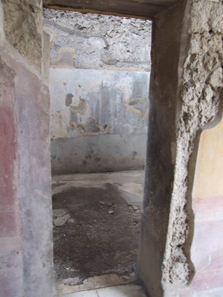 VI.9.6 Pompeii. March 2009. Doorway to room 23, in north-west corner of peristyle.

