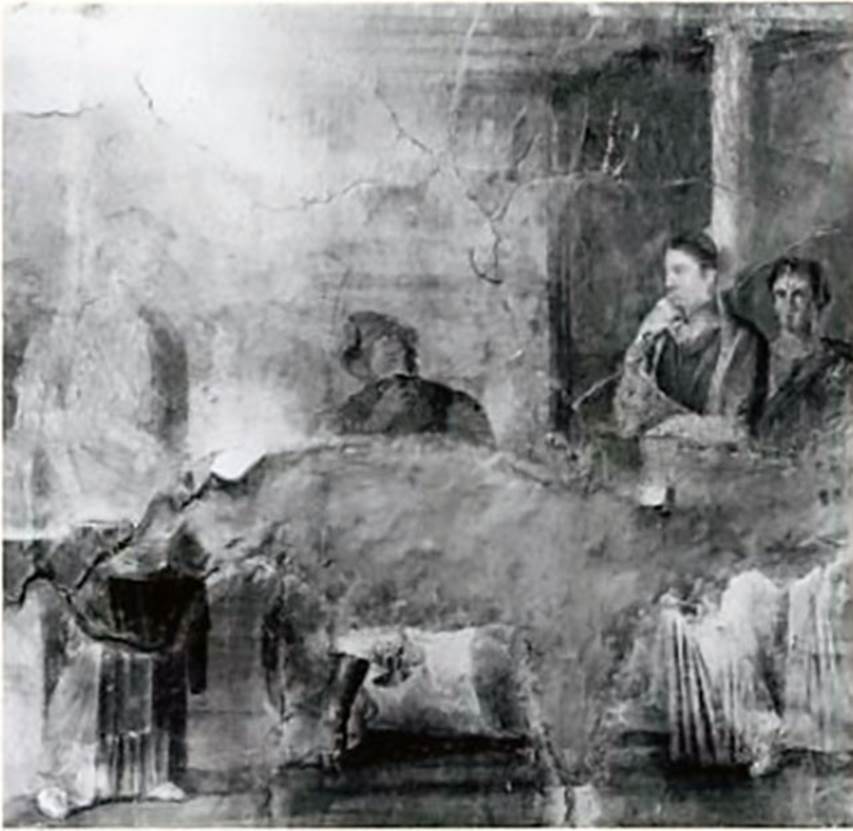 VI.10.2 Pompeii. Third style wall painting of Ulysses and Penelope. The painting was found in the oecus. Now in Naples Archaeological Museum. Inventory number 9107. See Coarelli F. and Pesando F. et al, 2006. Rileggere Pompei: l’insula 10 della regione VI.  Roma: L’Erma di Bretschneider. p.61-2, tav. XVII.