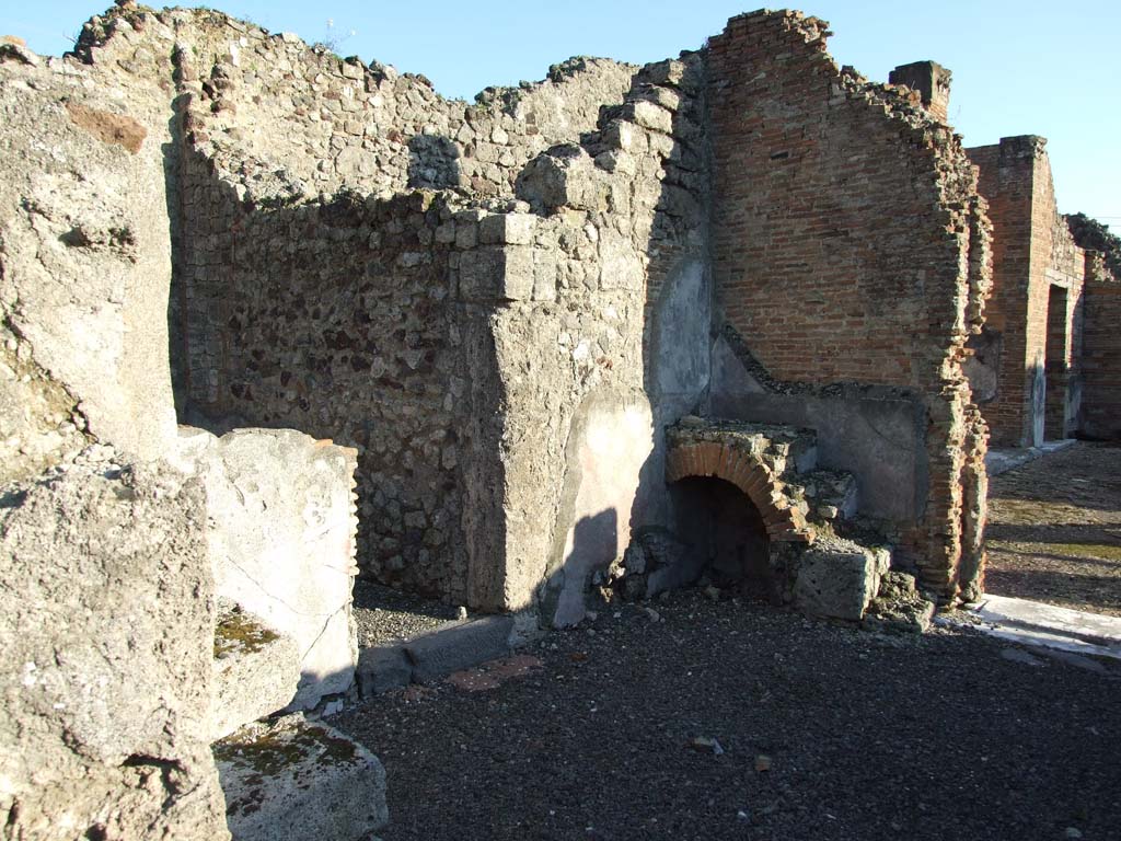 VI.12.2 Pompeii. December 2006. 
Room 17 at south end of corridor on east side. On the right is a doorway into the north side of the atrium of VI.12.5.

