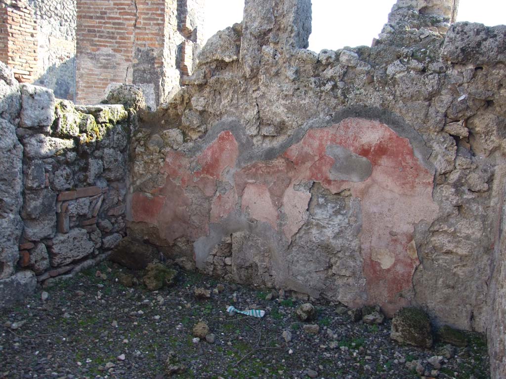 VI.14.43 Pompeii. December 2007. Room 9, looking towards south wall with a high red dado.