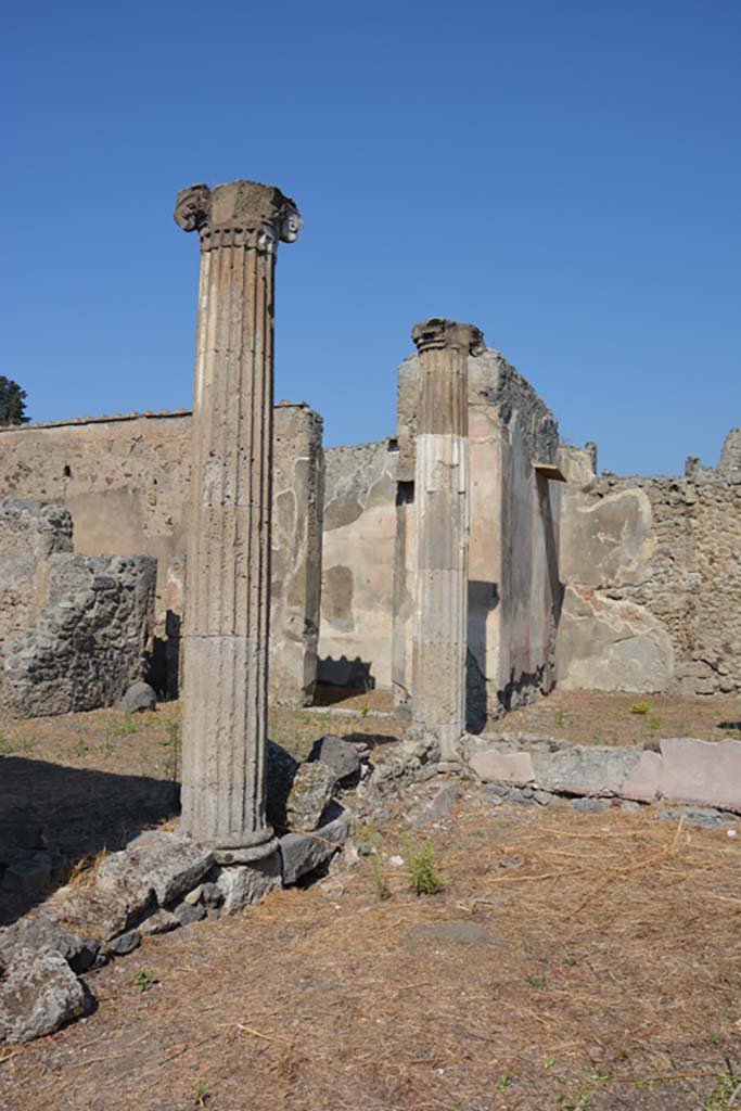 VI.14.43 Pompeii. September 2019. 
Looking towards west portico (on left) of peristyle garden towards doorway into room 15, in centre.
Room 16 can be seen on the right.
Foto Annette Haug, ERC Grant 681269 DÉCOR.


