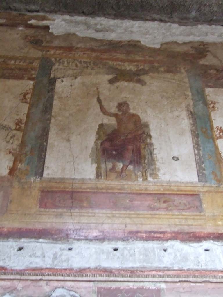 VI.15.1 Pompeii. December 2006. Detail of painting of Zeus in oecus, on south side of atrium.