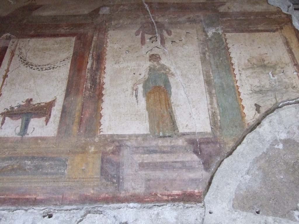 VI.15.1 Pompeii. December 2006. Detail of painting in oecus on south side of atrium.