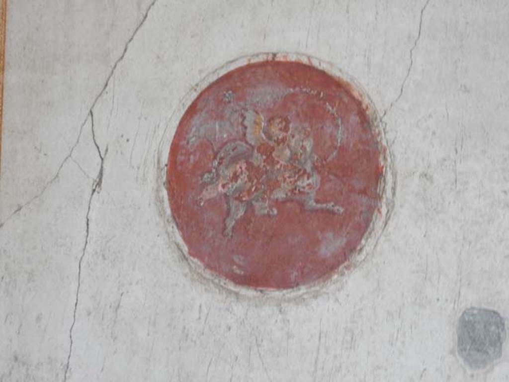 VI.15.1 Pompeii. May 2017. Decorative medallion from southern end of west wall. Photo courtesy of Buzz Ferebee.