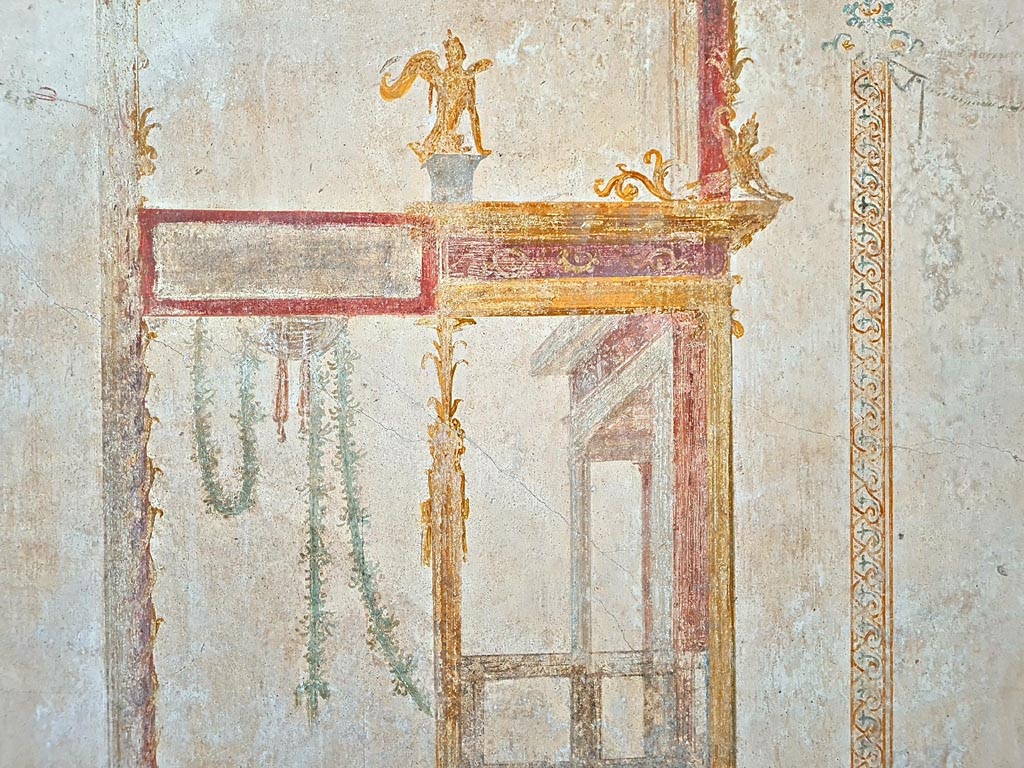 VI.15.1 Pompeii. April 2023. Detail of painted decoration. Photo courtesy of Giuseppe Ciaramella

