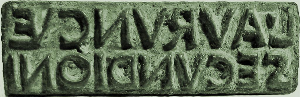 These read as L. Aurunculei Secundioni(s), and in the ring bezel were incised the initials of the same name – s.a.l. On the name-plate of the other ring-seal was written l.b.a. In its ring bezel was an incised vase. See Notizie degli Scavi, 1908, (p.292).