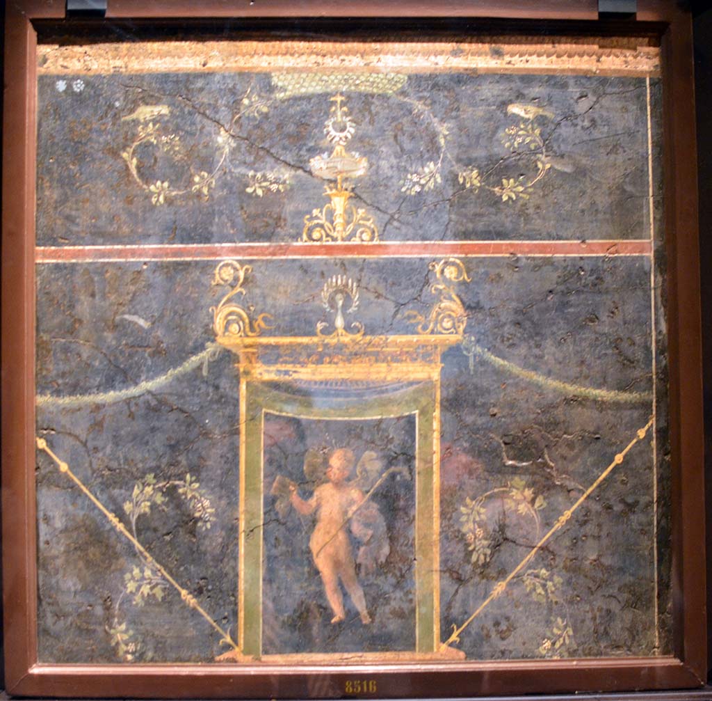 VI.17 Ins Occ. Masseria d’Irace. Found at Civita on the 8th July 1760
See Antichità di Ercolano: Tomo Terzo: Le Pitture 3, 1762, tav. IV, p. 19-23.
PAH 1, 1, 113, 12 Luglio 1760, said:
4. de 25 on. por 22 on. (approx. 0.55m x 0.48m) - representa un carnero con los cuernos a la frente, y sobre el carnero un hombre a caballo desnudo, y con la mano izquierda esta abrazado al cuello del animal, y con la derecha pareze tomar una muger de un rio, y el campo es de azul claro;
Add. 140 adds:
12 Luglio - Pittura di Frisso ed Elle, un Satiro che scovre una Ninfa, le tre Grazie. Lucerna di creta con suo stoppino ancora nel buco, trovata dentro una pignatta, coverta come un incensiere.
According to Quaranta, it is a “Dipinto Ercolanese”
See Real Museo Borbonico, Vol. VI, 1830, Tav XIX.
According to Helbig, this was found under the Masseria di Cuomo, south (=west) side of Strada Consolare.
See Helbig, W., 1868. Wandgemälde der vom Vesuv verschütteten Städte Campaniens. Leipzig: Breitkopf und Härtel, 1251, p. 266-7.

