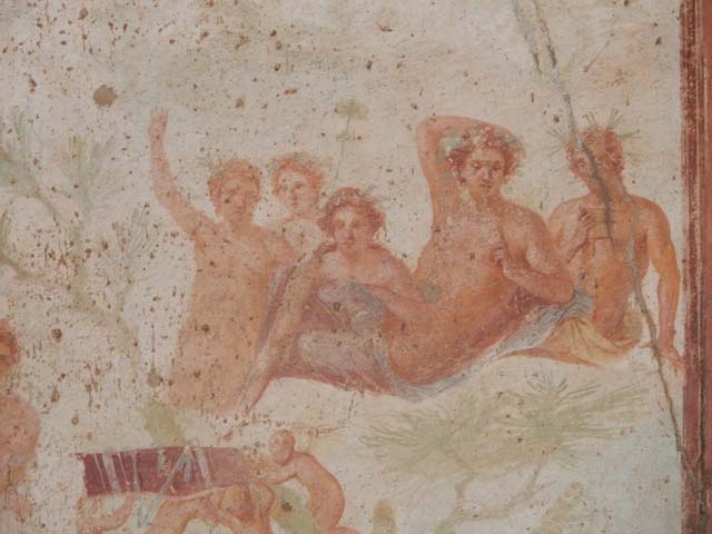 VII.1.47 Pompeii. Stereoview by Sommer. Wall painting of drunken Hercules. Photo courtesy of Rick Bauer.
