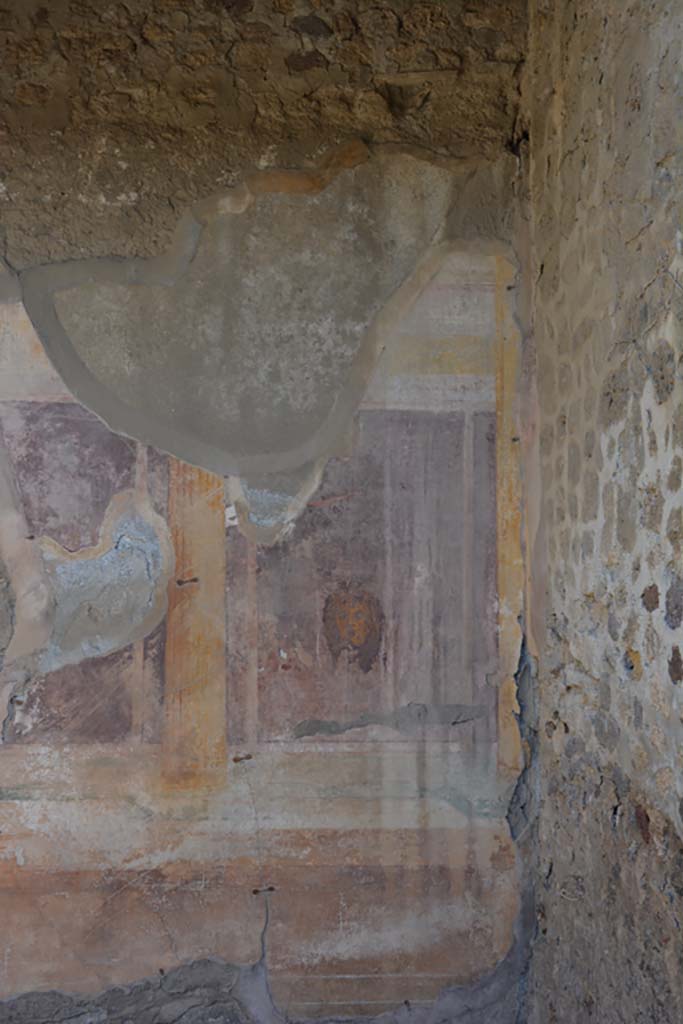 VII.2.16 Pompeii. October 2019. Oecus 10, detail from east wall at south end.
Foto Annette Haug, ERC Grant 681269 DCOR.

